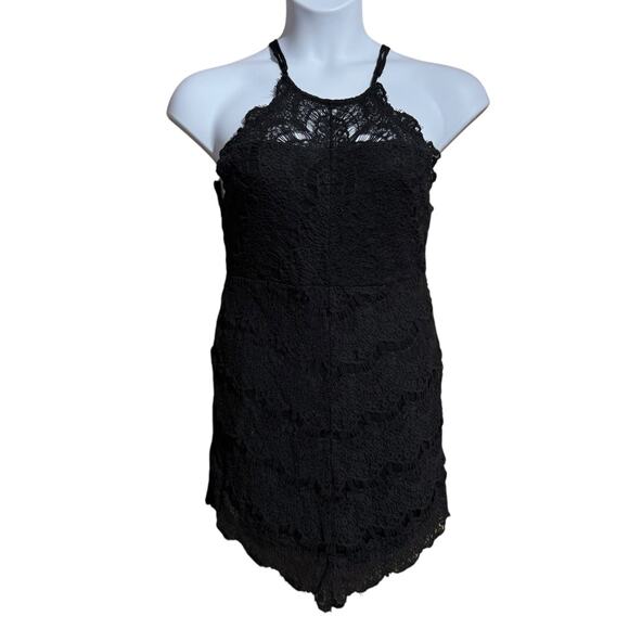 Free People Intimately "She's Got It" black lace mini dress Medium - Picture 2 of 10